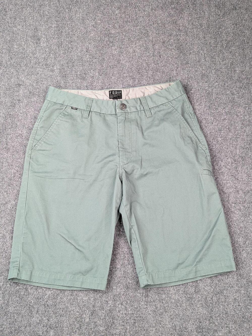 Fox Shorts Mens 30 Green Canvas Chino Casual Skate Streetwear Grunge Punk
